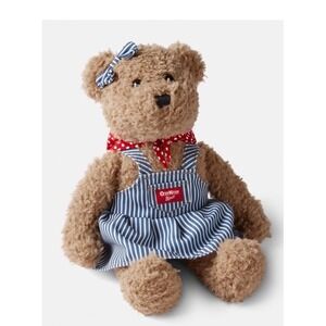 Oshkosh Tosh B'gosh' Girl Bear Plush Hickory Stripe Skirtall Red Bandana Bow New